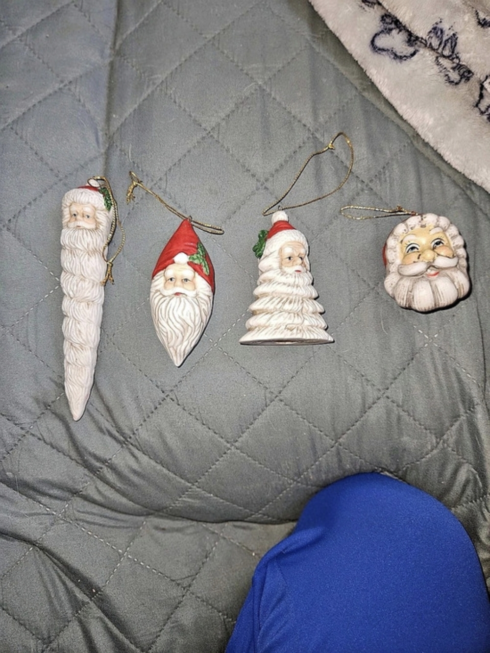 Santa Christmas Ornaments Set of 4 White & Red
